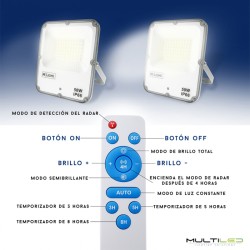 Foco Proyector Led Solar con Bateria Horus 100W IP66 Blanco Neutro 4500k