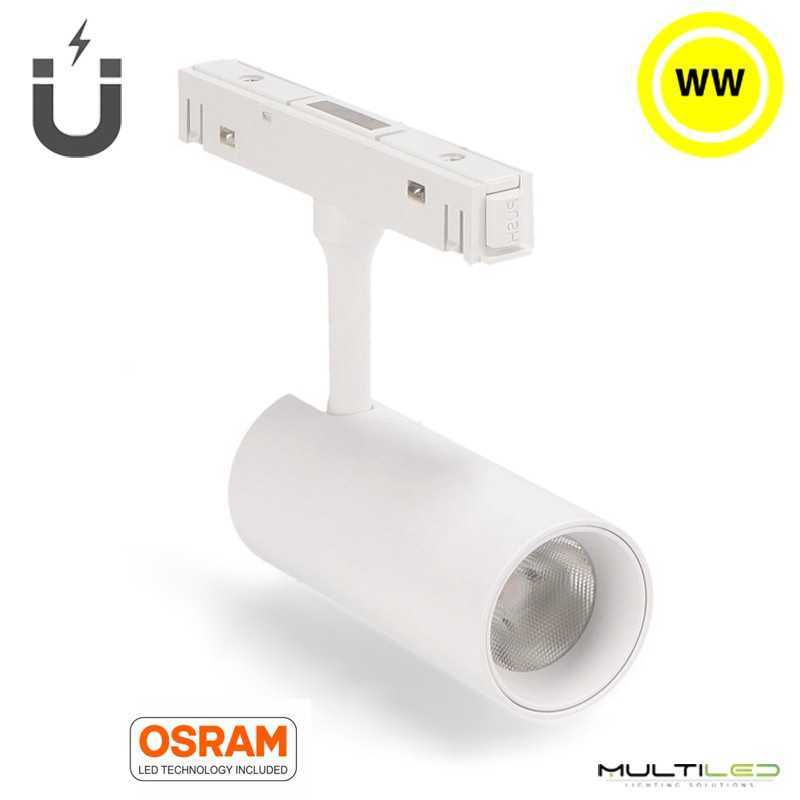 Foco de carril Led Magnético 16mm 10W Osram 36º 48V Blanco Cálido 3000K