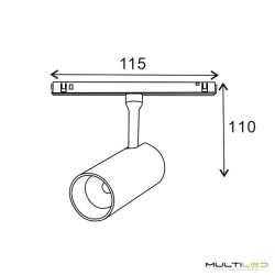 Foco de carril Led Magnético 16mm 10W Osram 36º 48V Blanco Cálido 3000K