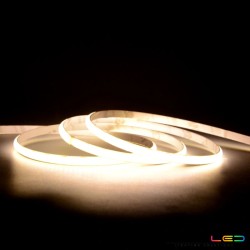 Tira led profesional Cob 384l/m Superfina 5mm 10W/m 1000Lm/m IP67 24V Blanco Cálido 2700k