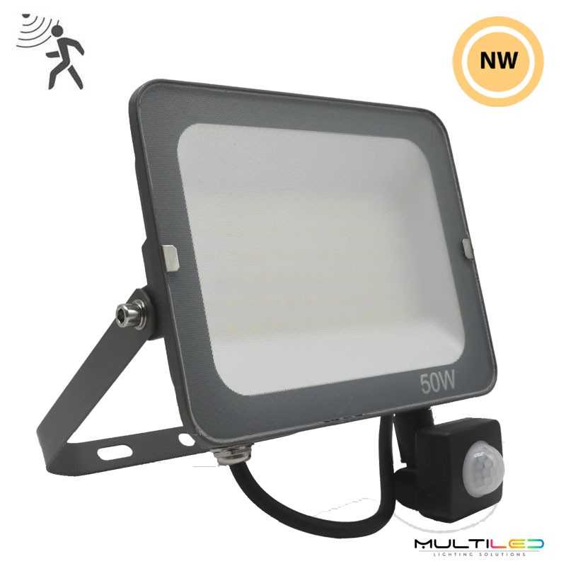 Foco Proyector Led con detector PIR 50W IP65 Advance Blanco Neutro 5000k