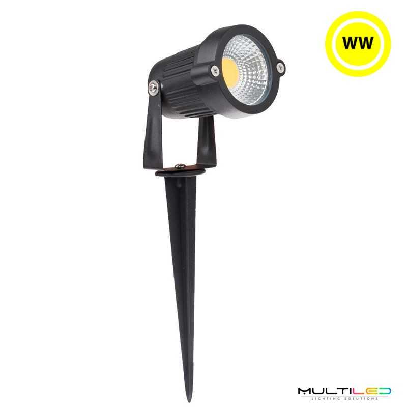 Foco LED Exterior y Jardin con Pincho 5W COB V2 IP65 Blanco Cálido 3000k