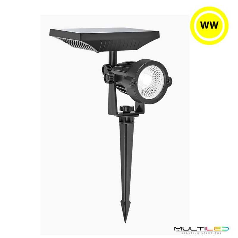 Foco LED Exterior y Jardin con Pincho 5W Solar IP65 Blanco Cálido 3000k
