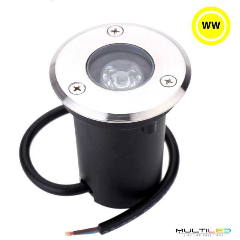 Foco empotrable de suelo Led 1W AC220 Blanco Cálido 3000k