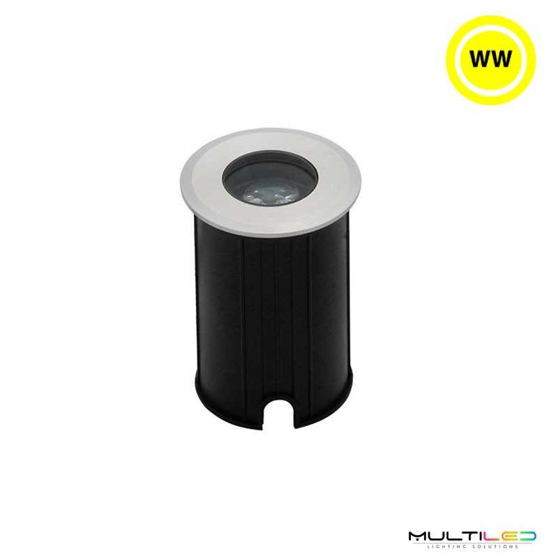 Baliza señalización empotrable de suelo o pared Led 3W Ø34mm AC110-240V IP67 Blanco Cálido 3000k