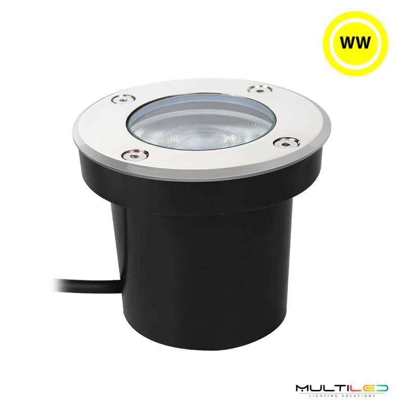 Baliza señalización empotrable de suelo o pared Led 6W Ø80mm AC110-240V IP67 Blanco Cálido 3000k