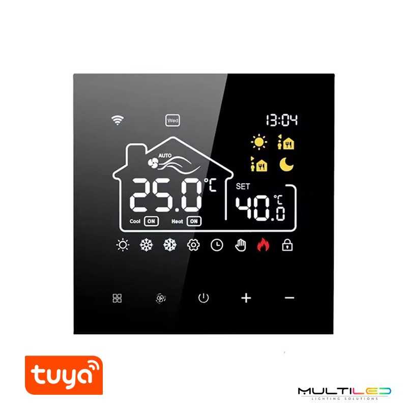 Termostato HVAC WiFi Tuya Smart (AC + Suelo radiante 2-en-1) – Pantalla IPS 4" 480×320, 85–250 V, IP20 (Alexa/Google)