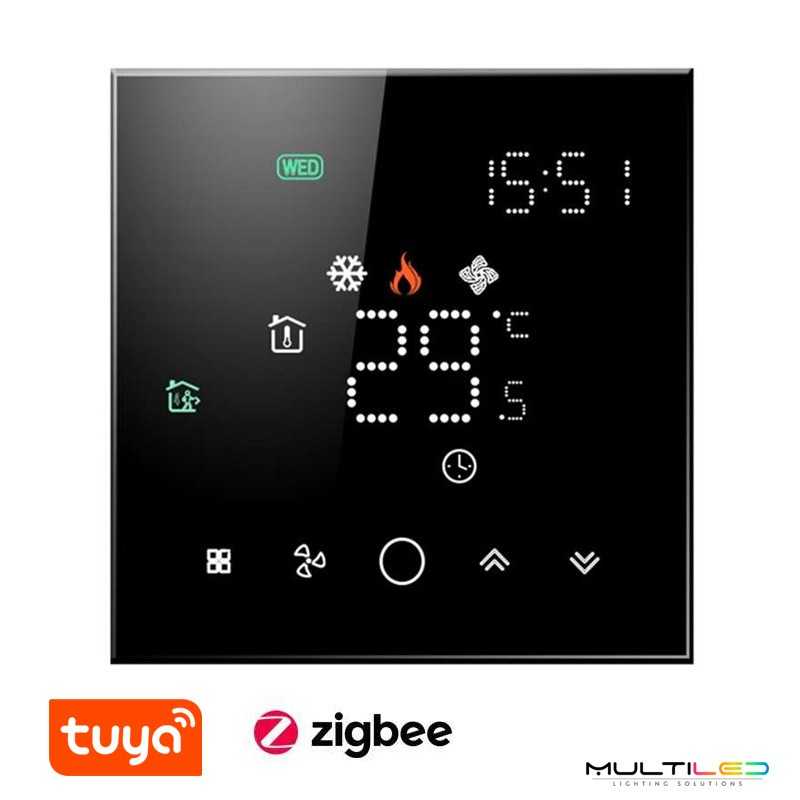 Termostato Fan Coil Zigbee Tuya Smart – Pantalla IPS 4" 480×320, 85–250 V, IP20 (Alexa/Google)