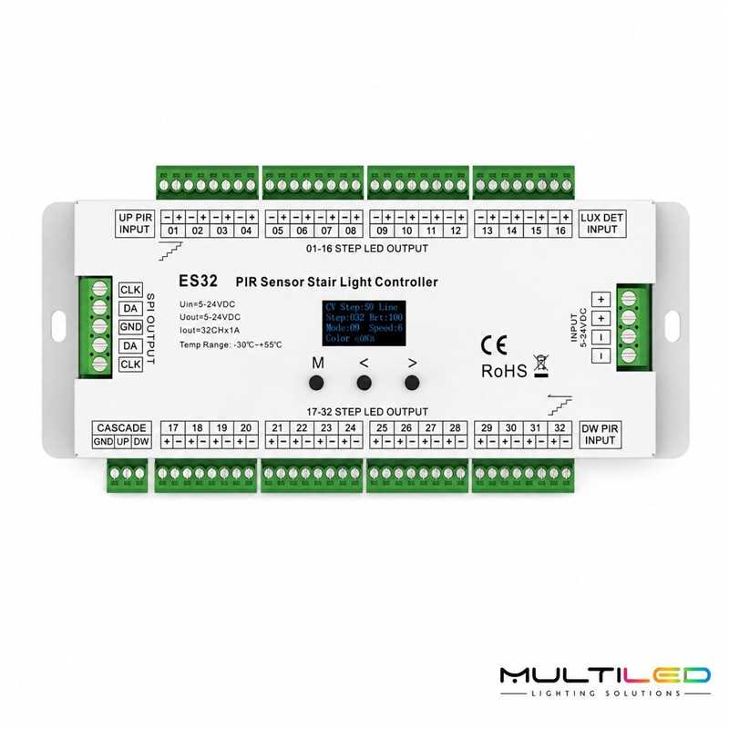 Controlador LED para Escalera con Sensor PIR 32 Canales