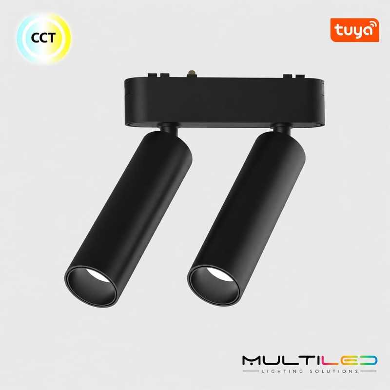 Proyector Doble Magnético Luminarq 26mm 7W+7W 36º 40V CCT Negro