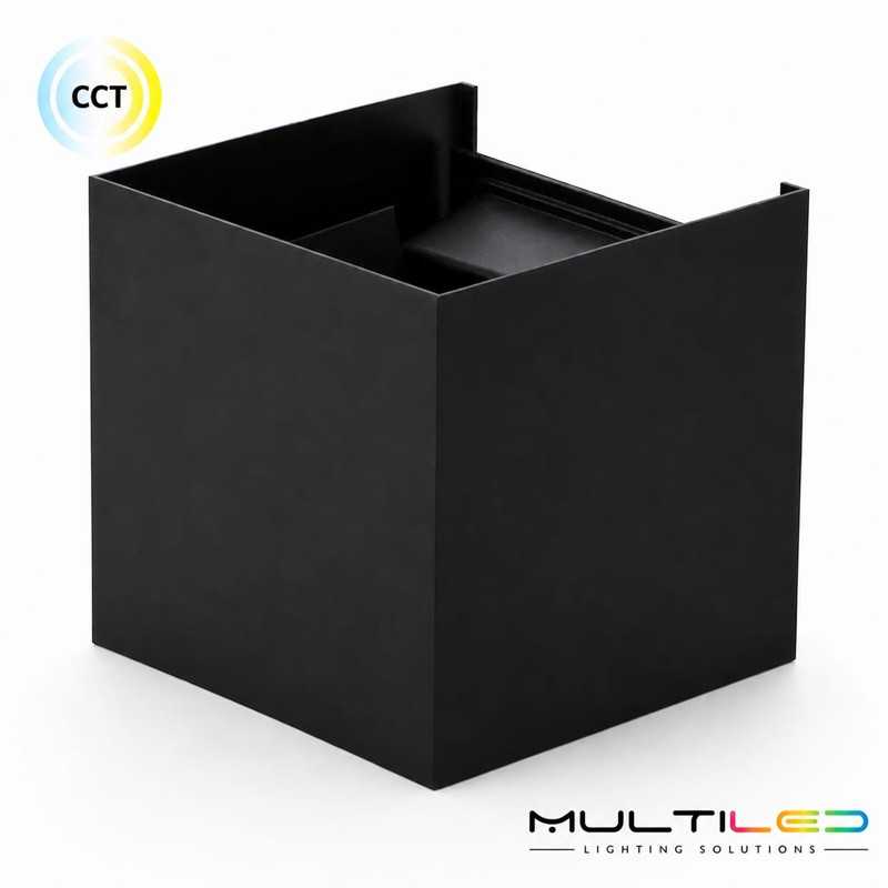 Aplique Led de interior-exterior Negro 12W Modelo Cube CCT
