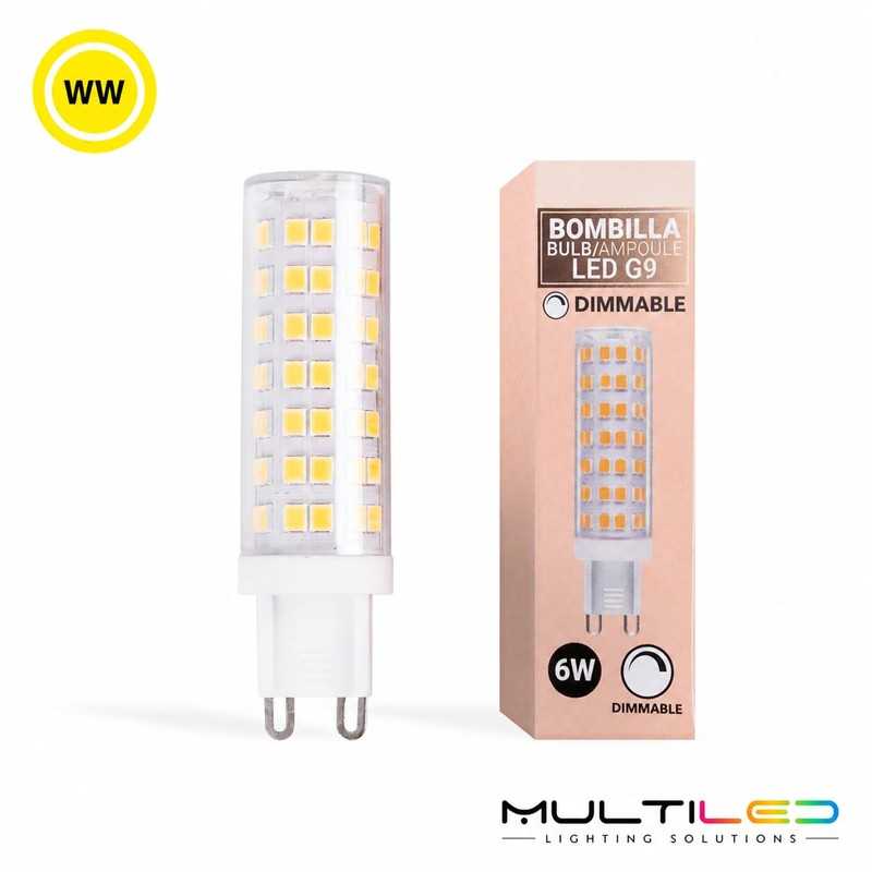 Bombilla Led G9 Tubular 6W SMD2835 Regulable Blanco Cálido 3000K
