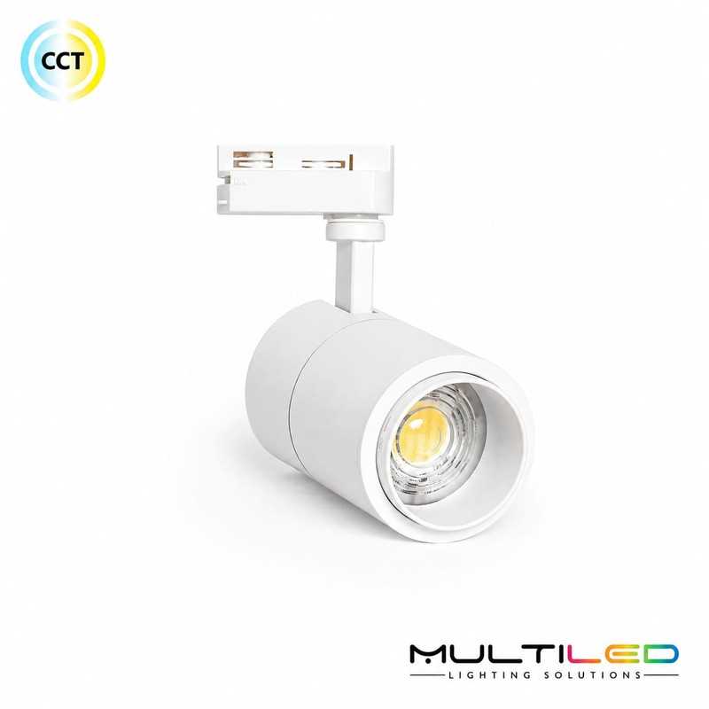 Foco de carril Led COB 20W Blanco Multiángulo 15°-60° CCT 2700K-4000K (Regulable TRIAC)