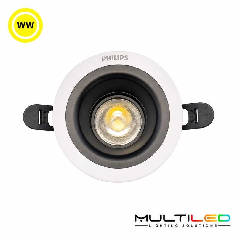 Empotrable Downlight Led 9W Philips Corte Ø75 mm Blanco Cálido 3000k (RS280, 900lm, CRI90)