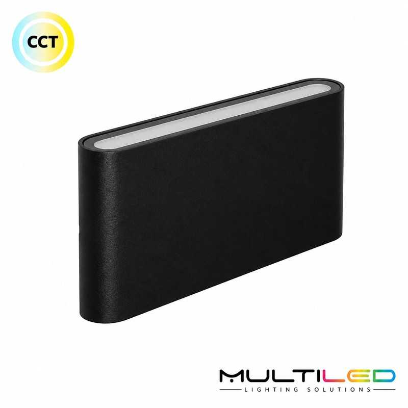 Aplique de Pared LED Exterior Negro 12W Doble Cara CCT 2700K-3300K-4000K IP65 Felix Rectangular 