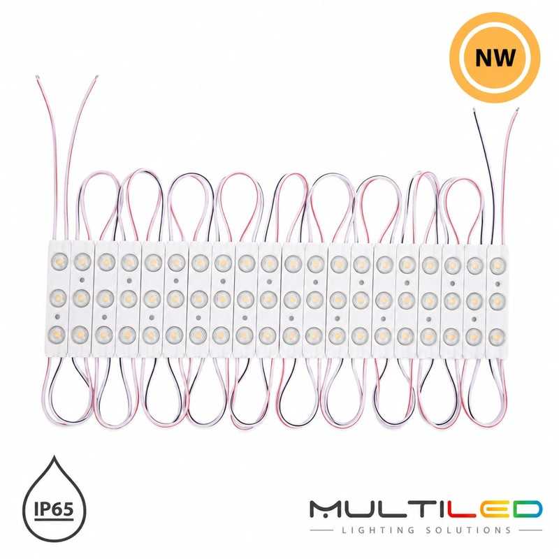 Modulo LED SMD2835 x3 20 Piezas x 2W 40W IP65 220V AC 160º 2.5mts 4000k para Carteles y retroiluminación