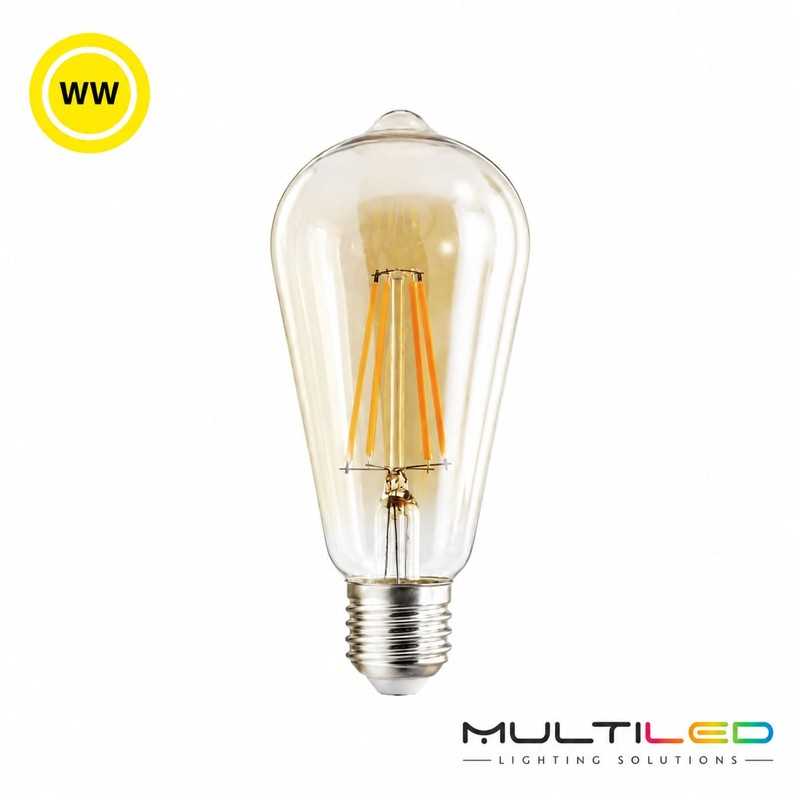 Bombilla LED Filamento ST64 E27 7W 2500K 720lm Ámbar