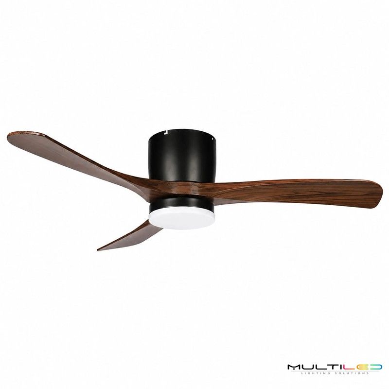 Ventilador 18W 3 aspas Negro/Roble 6vel Ø117cm CCT reversible con control remoto memoria y temporizador