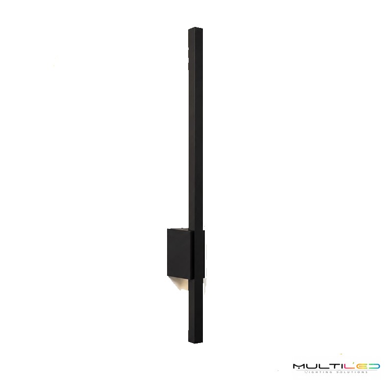 Aplique de Pared LED Exterior Negro 12W Lineal Aluminio 800mm IP54 Blanco Cálido 3000K Milan