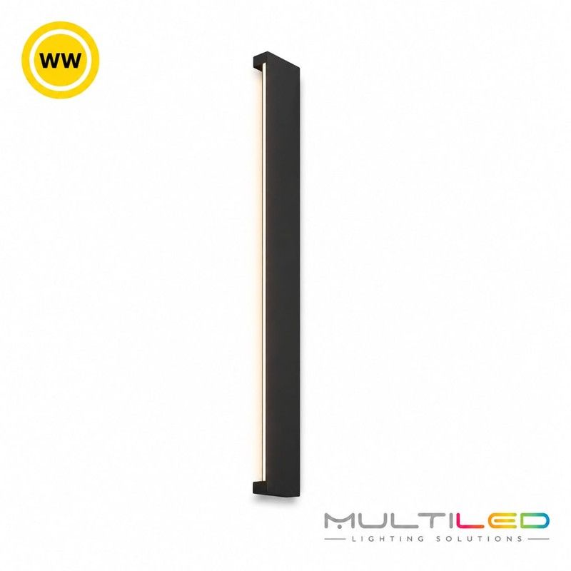 Aplique de Pared LED Exterior Negro 30W Lineal Aluminio 900mm IP65 Blanco Cálido 3000K