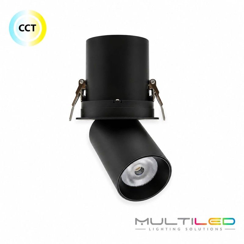 Downlight LED Inclinable Negro 12W CCT 38º CRI90 Ø98mm Praga