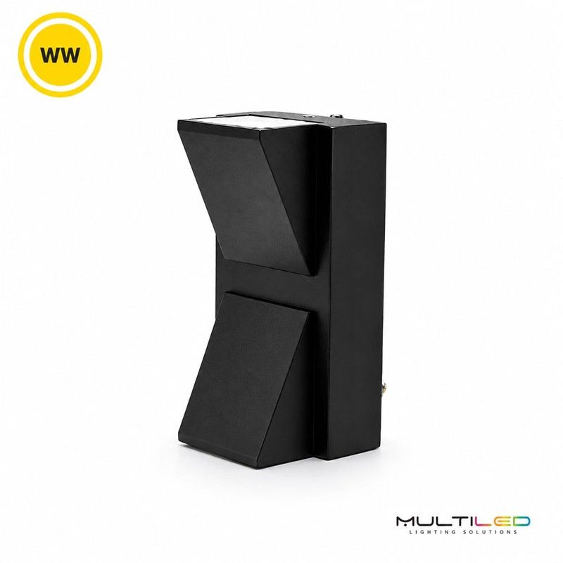 Aplique Led de interior-exterior Negro 6W 2x3W Modelo Linea Blanco Cálido