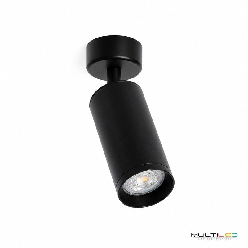 Aplique tubular orientable de superficie para lámpara GU10 Negro