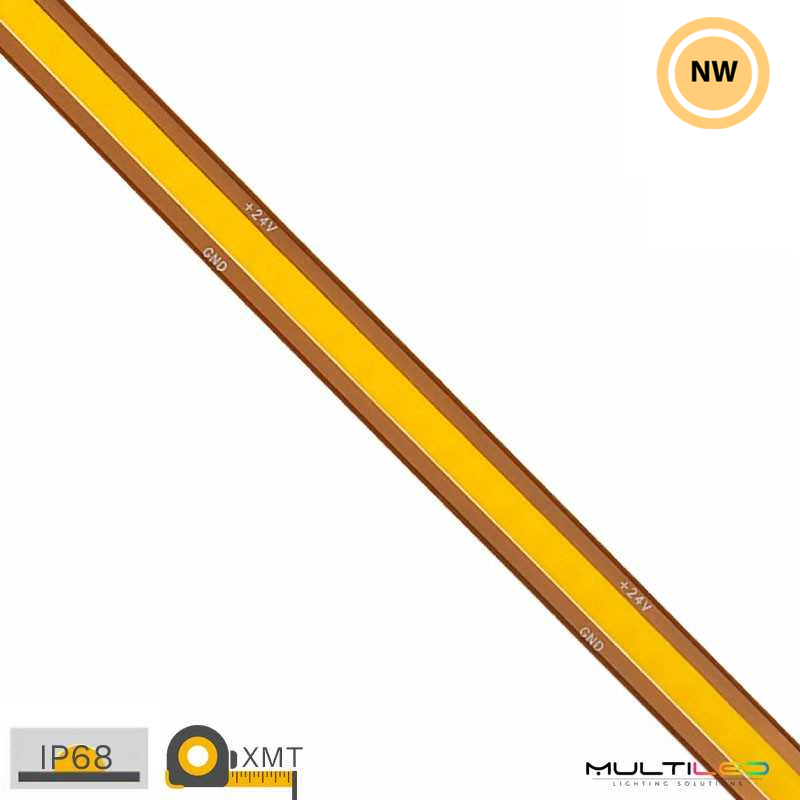 Tira led profesional Cob 528l/m High tech Sumergible 10mm 13W/m 900Lm/m IP68 24V Blanco Neutro 4000k (X metro)
