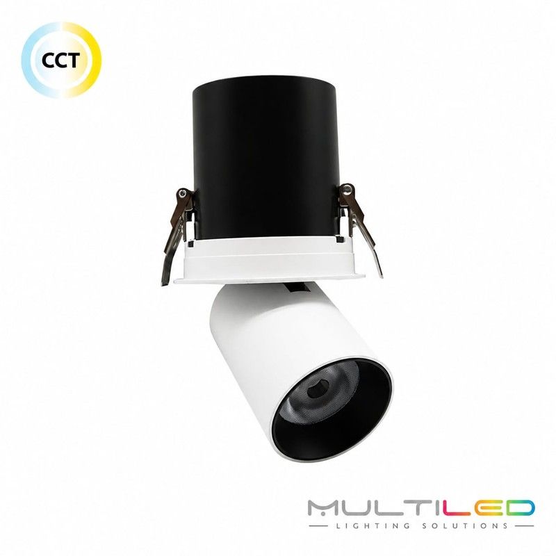 Downlight LED Inclinable Blanco 12W CCT 38º CRI90 Ø98mm Praga