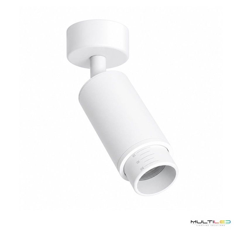 Foco Superficie GU10 Interior Direccionable 10-50° 10W max Blanco Aluminio IP20