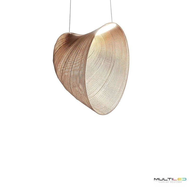Lámpara Colgante Vela Led Ø600mm Metal y Madera Blanco Cálido 3000k