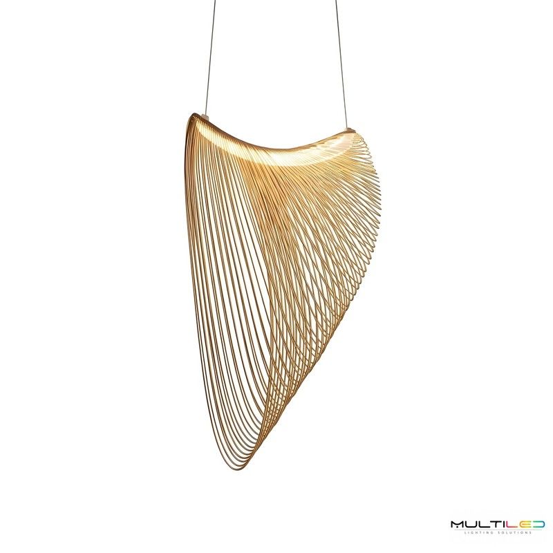 Lámpara Colgante Vela Led Ø800mm Metal y Madera Blanco Cálido 3000k